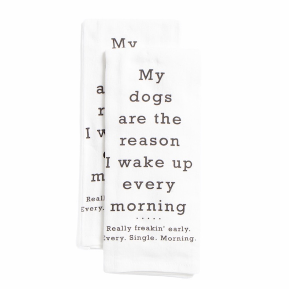Molly Hatch Dog Alarm Terry Cloth Kitchen Towels, White